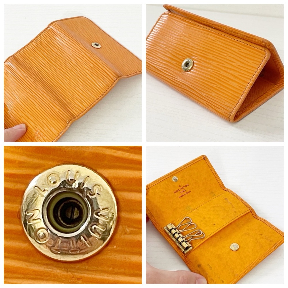Louis Vuitton orange epi leather four key ring wallet case vintage - Picture 5 of 11